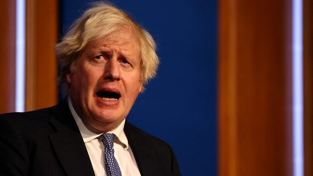 British Prime Minister Boris Johnson holds a news conference, in London