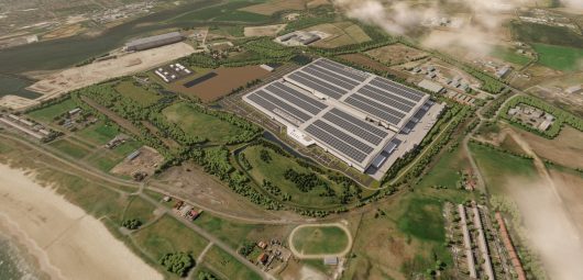 A rendering of Britishvolt's planned electric vehicle plant in Blyth in northern England